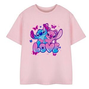 Lilo & Stitch Girls Love Short-Sleeved T-Shirt / Pink